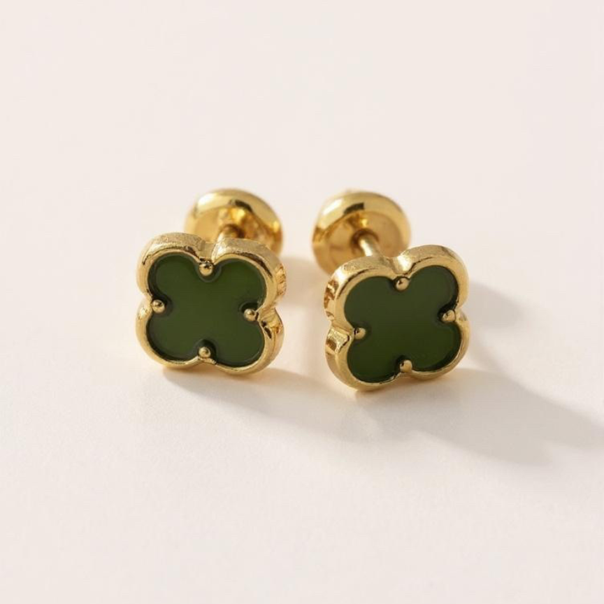Aretes Topo Lujo VC Verde