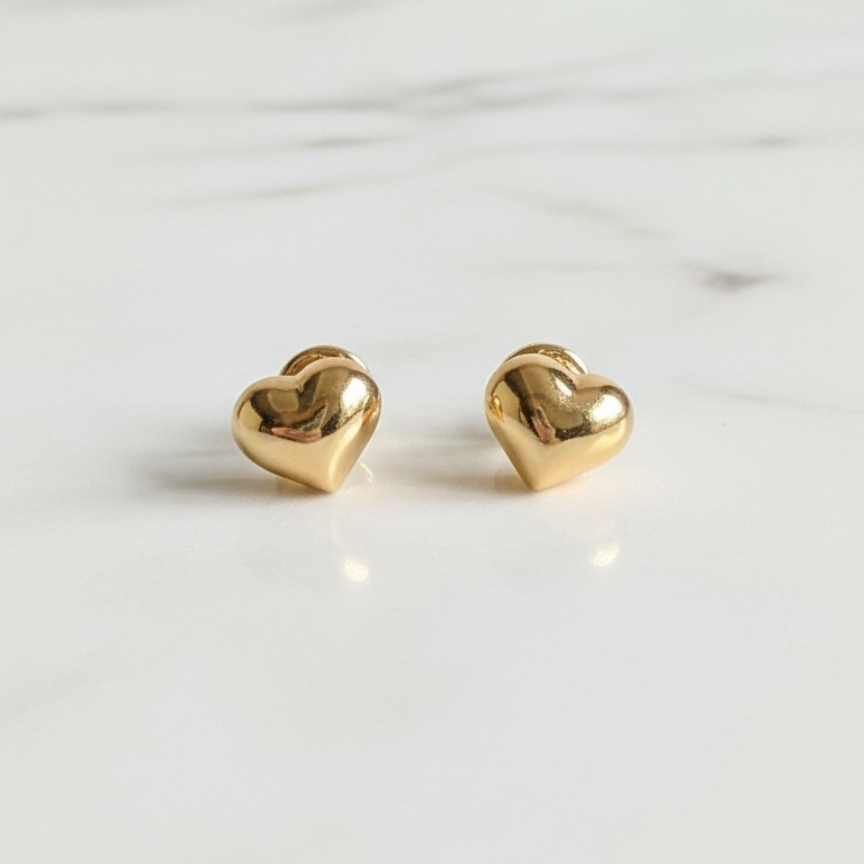 Aretes Topo Lujo Corazon liso
