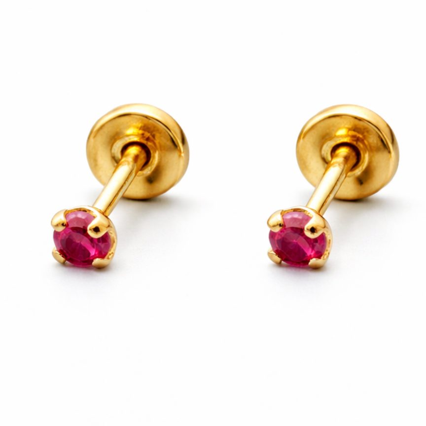 Aretes Topo Lujo Chispa 4mm RUBI