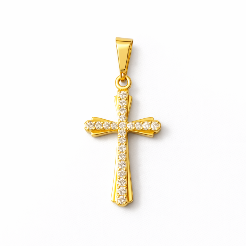 Dije cruz circon 11x23mm