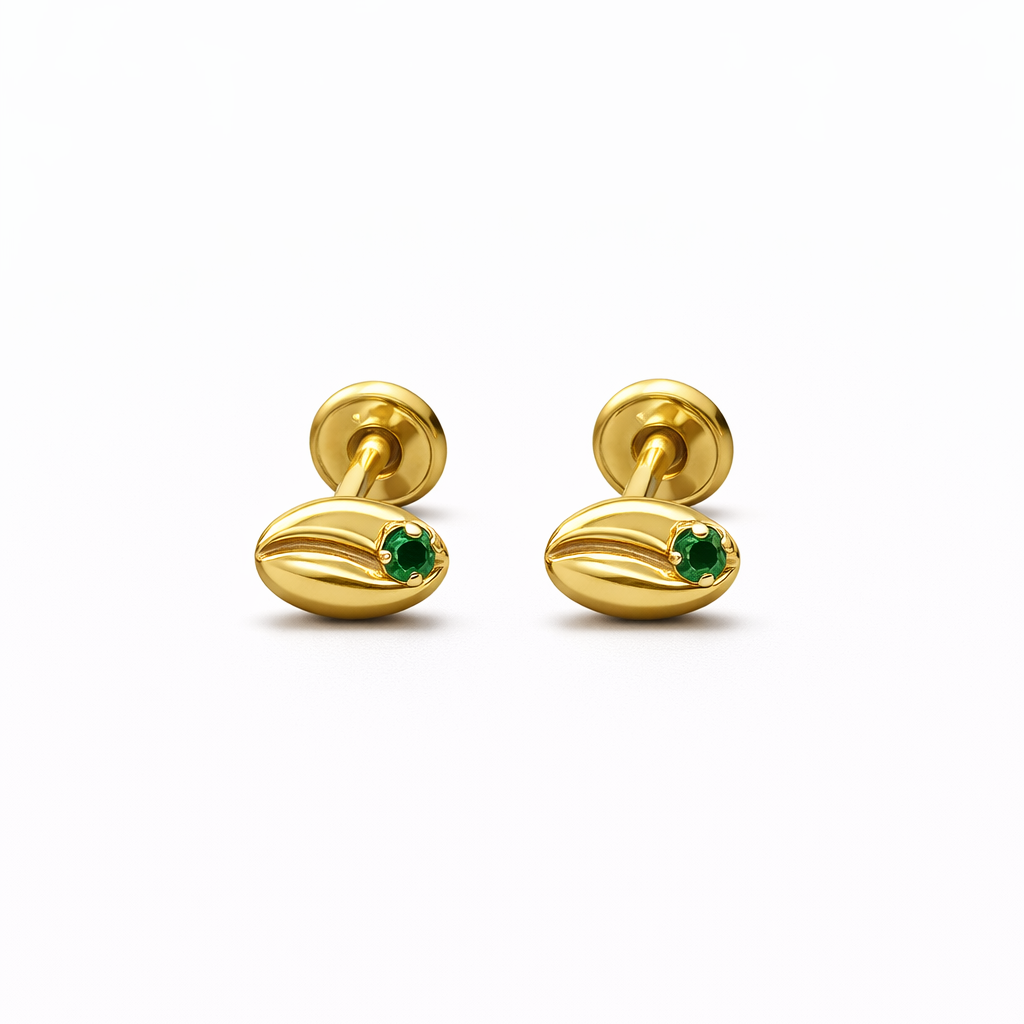 Aretes Topo Lujo Granito de Cafe Verde