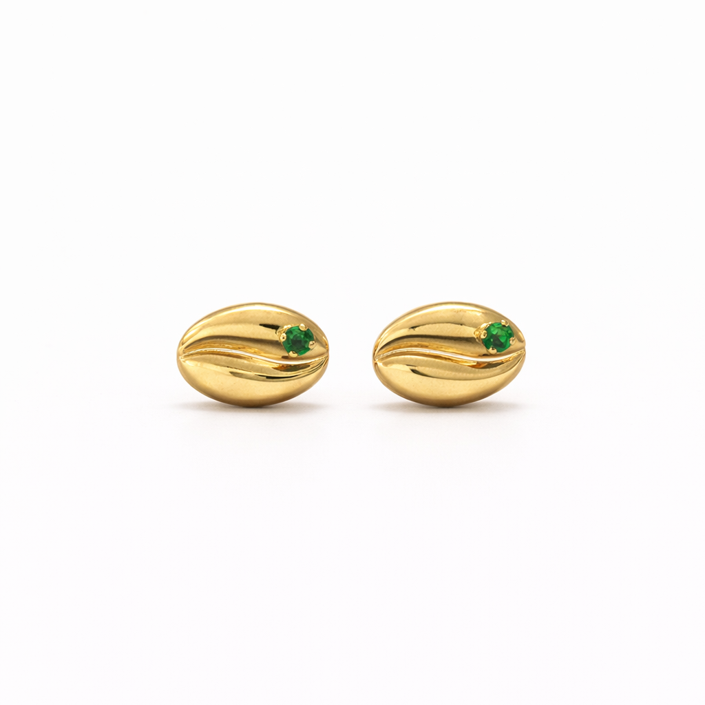 Aretes Topo Lujo Grano de cafe verde