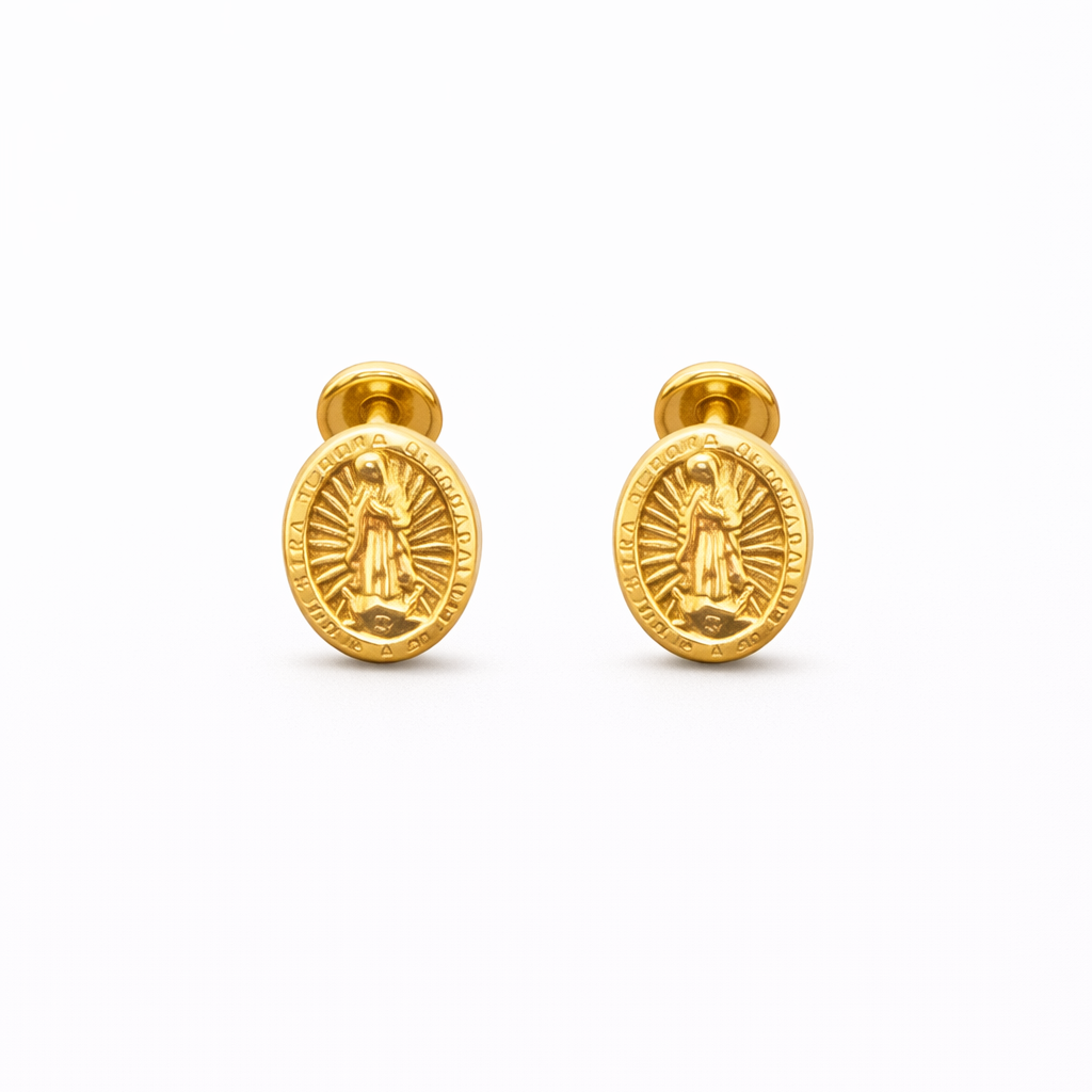 Aretes Topo Religioso Guadalupe Destellos