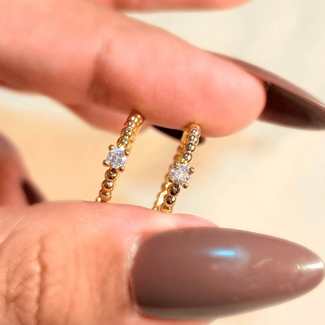 Aretes Candonga balin circon centro 17mm - D’orella Joyería