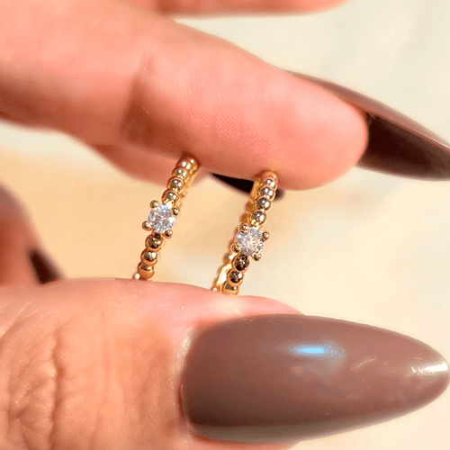 Aretes Candonga balin circon centro 17mm - D’orella Joyería