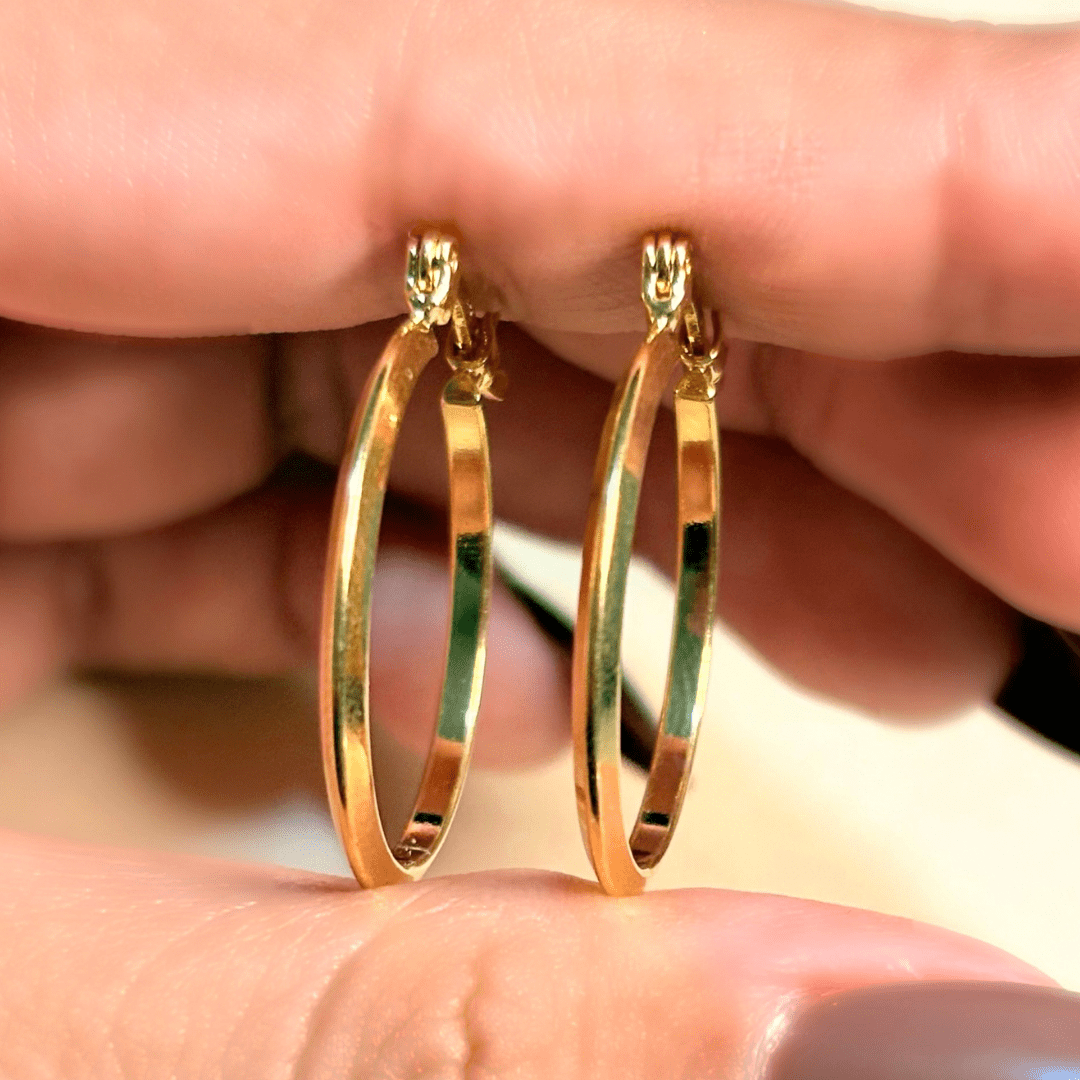 Aretes Candonga bisel 20mm - D’orella Joyería