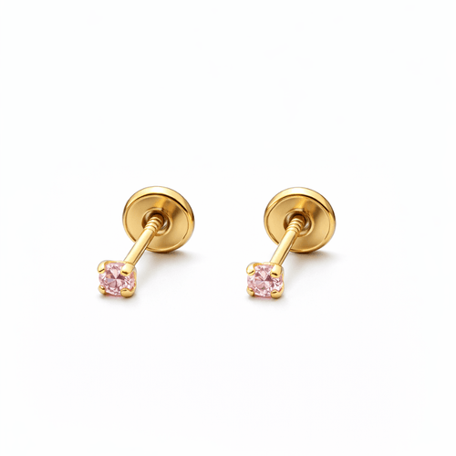 Aretes Topo Lujo Chispa 2,5mm ROSA - D’orella Joyería