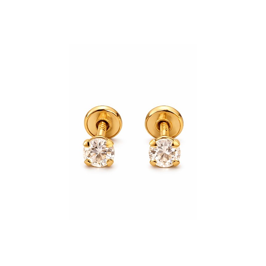 Aretes Topo Lujo Chispa 4mm Blanco - D’orella Joyería