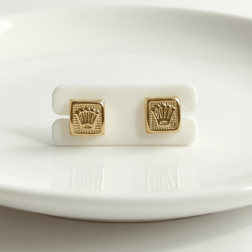Aretes Topo Lujo cuadrado rolex - D’orella Joyería