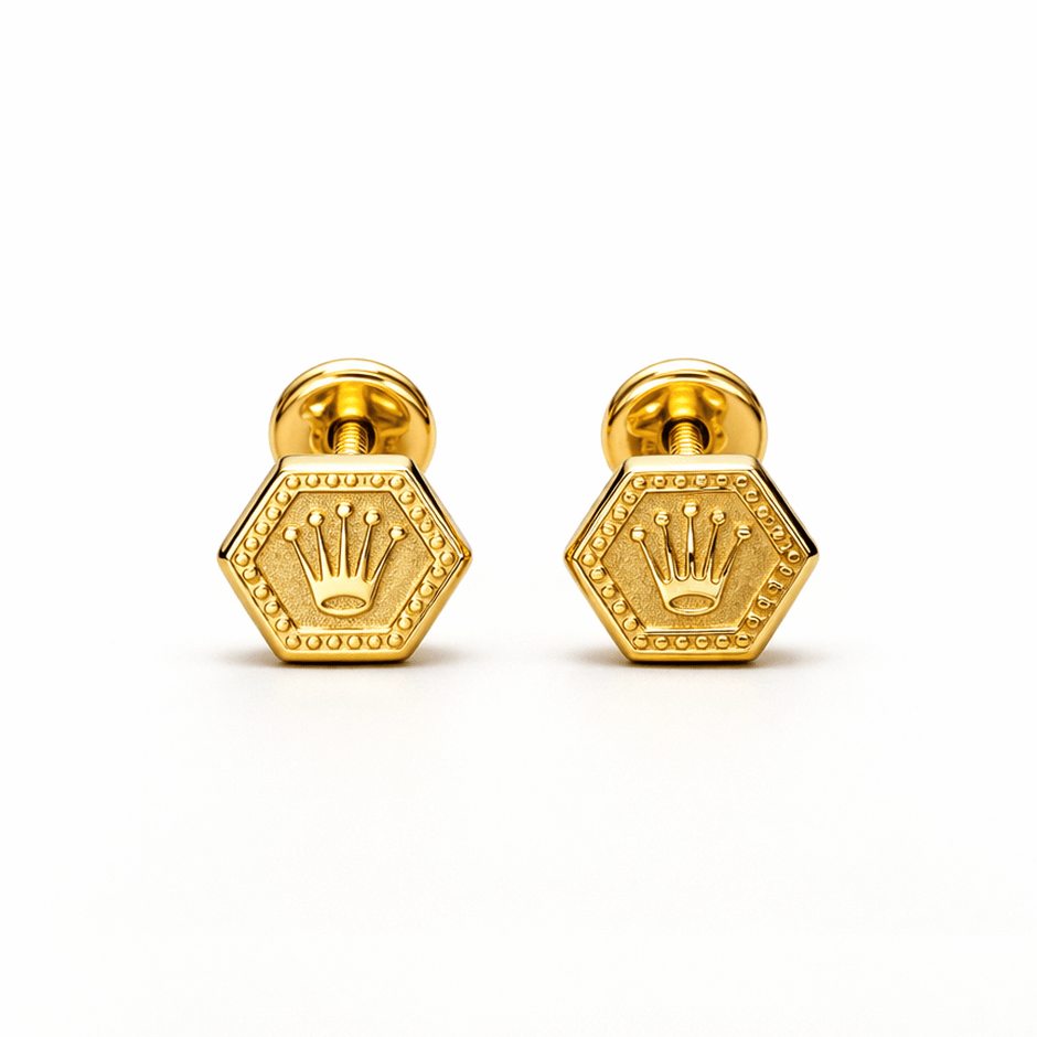Aretes Topo Lujo Rolex Hexagono - D’orella Joyería