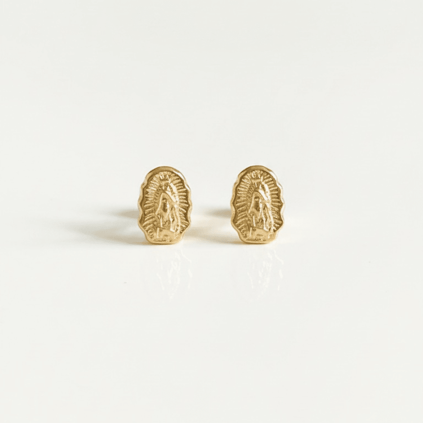 Aretes Topo Religioso Guadalupe Silueta - D’orella Joyería