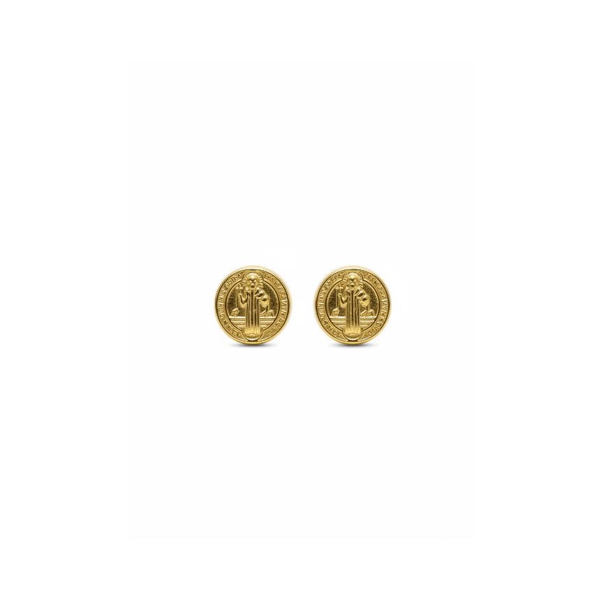 Aretes Topo Religioso San Benito Pequeño - D’orella Joyería