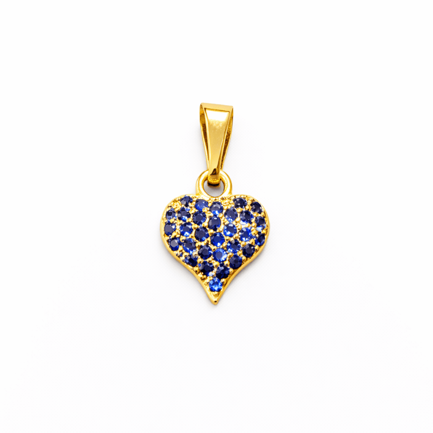 Dije corazon pequeño microcircon azul - D’orella Joyería