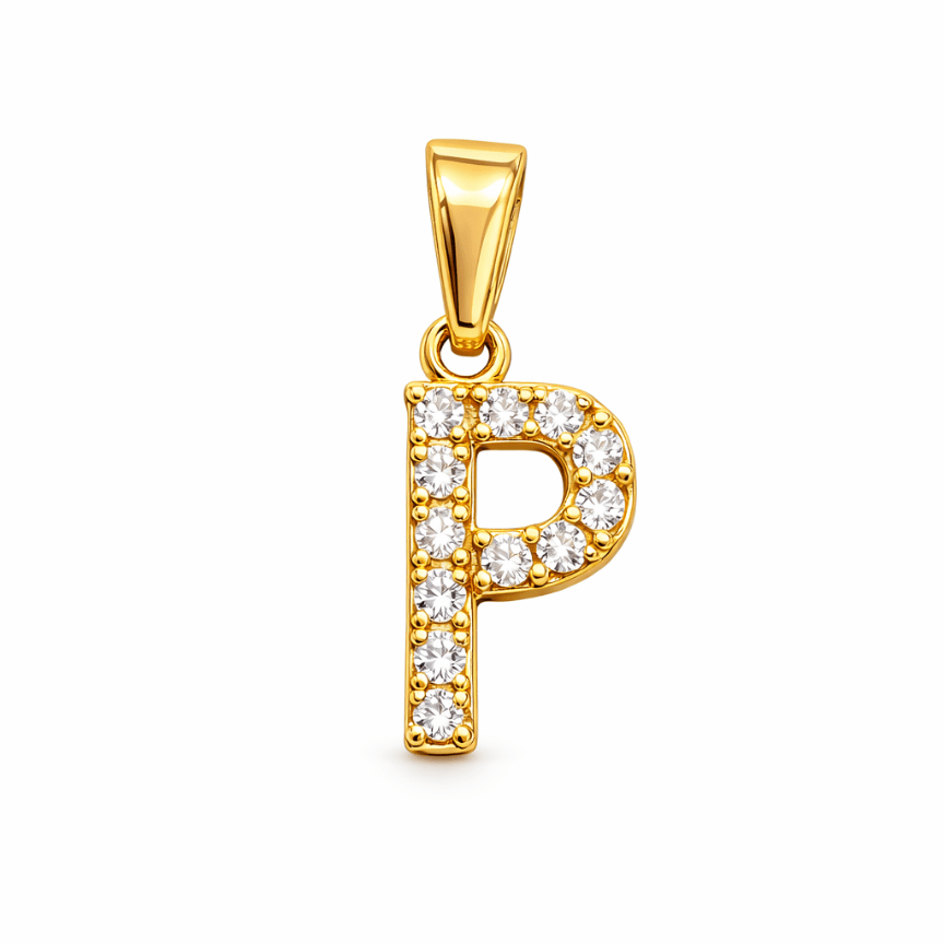 Dije letra P microcircon blanco - D’orella Joyería